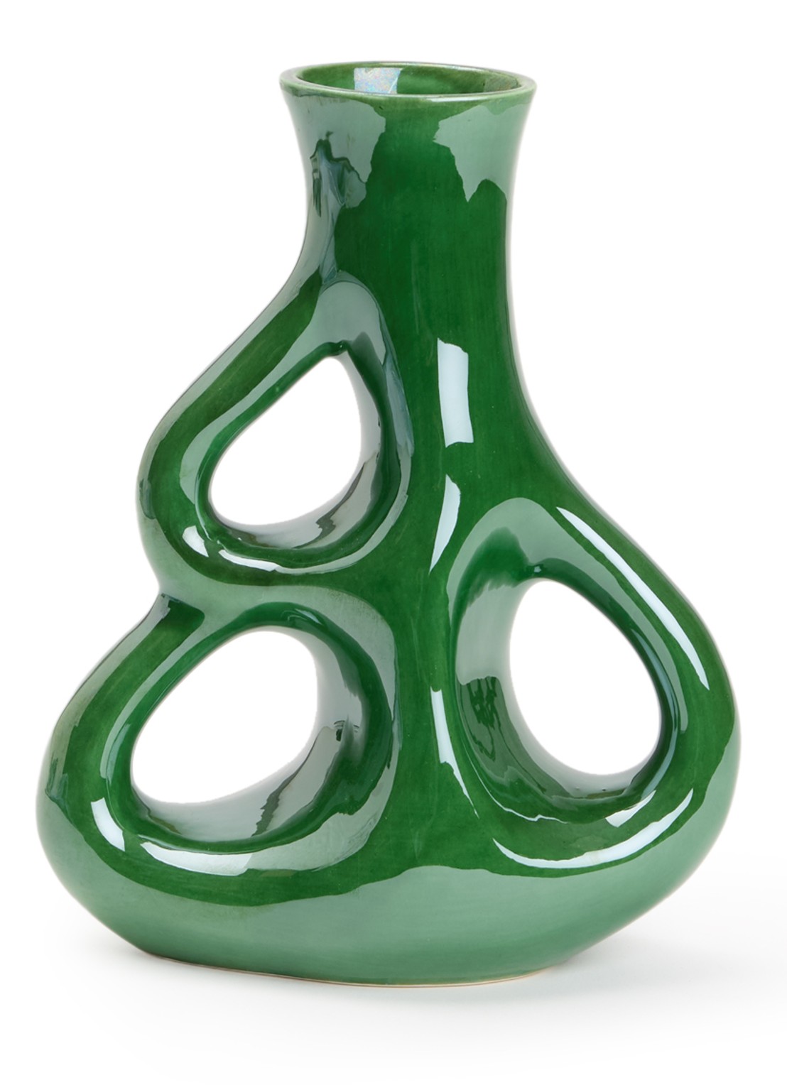 POLSPOTTEN Three Ears Small vaas 21 cm - voorkant groen