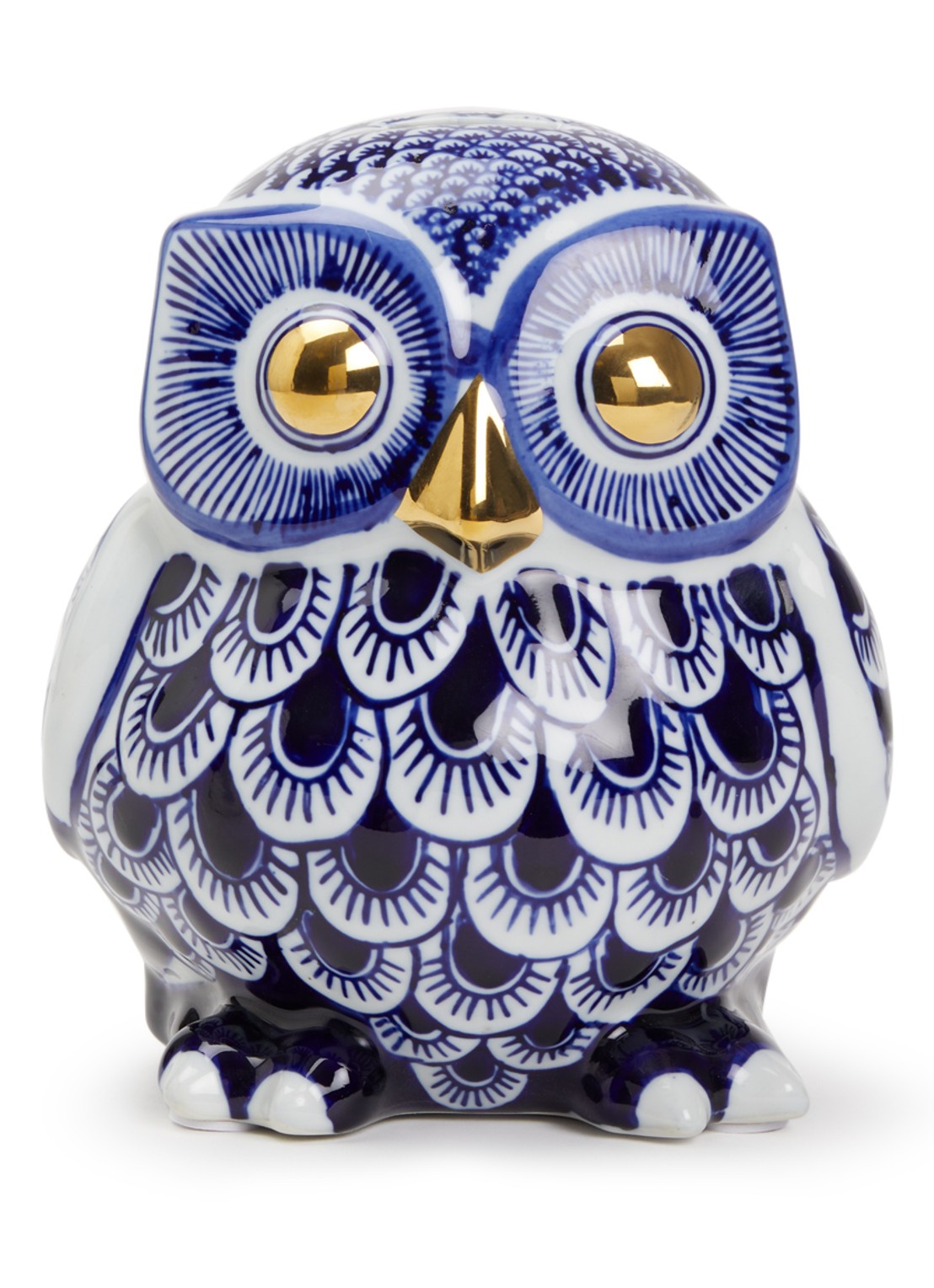 POLSPOTTEN Uil spaarpot 20 cm - voorkant blauw