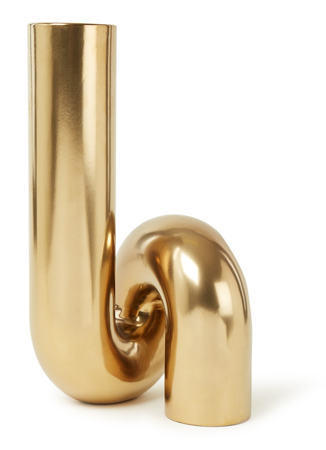 POLSPOTTEN Yourtube vaas 37 cm - voorkant goud