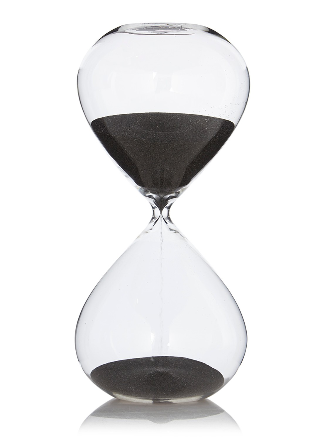 POLSPOTTEN Zandloper van glas 30 cm - voorkant 2 zwart