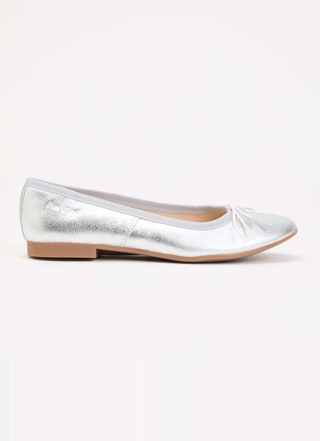 Pom d'Api Dorby ballerina van leer met metallic finish - voorkant 2 zilver