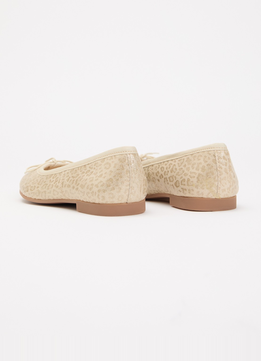 Pom d'Api Dory ballerina van leer met panterprint - achterkant 4 goud