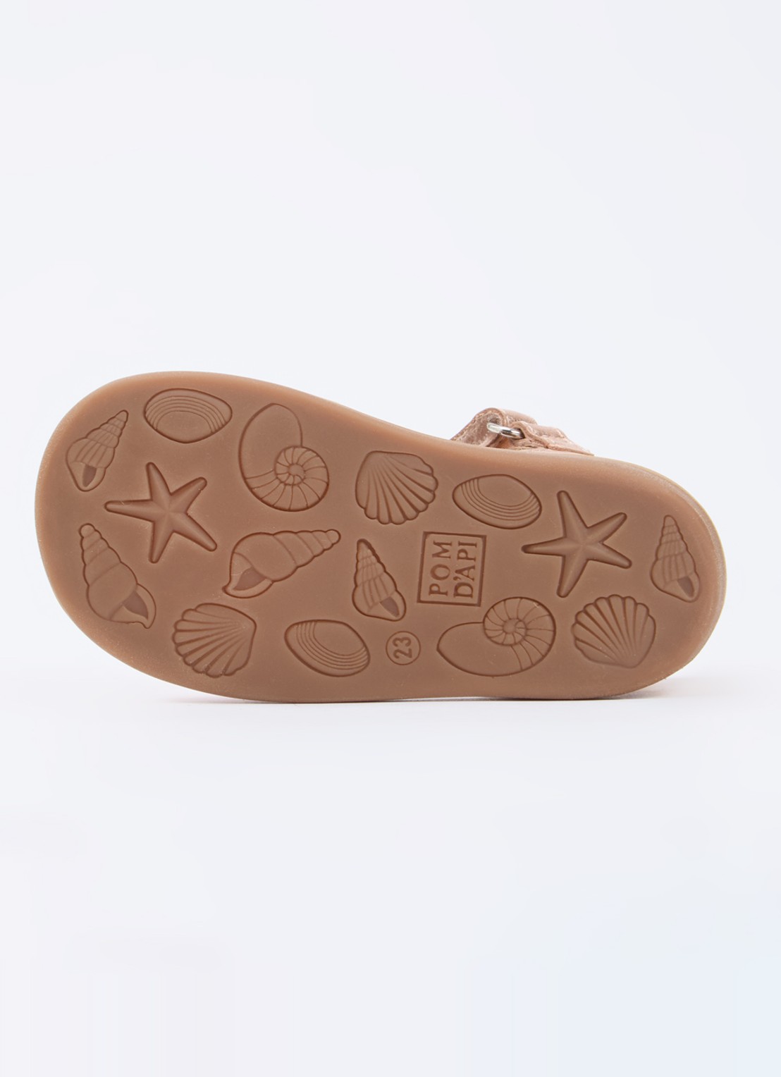 Pom d'Api Poppy Air Natur sandaal van leer met metallic finish - detail oudroze