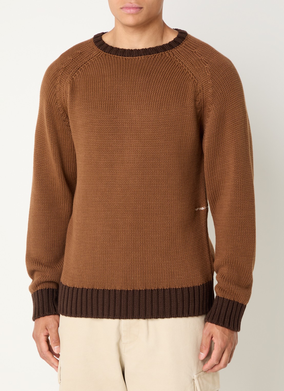 Pop Trading Company Grofgebreide pullover met backprint - achterkant 2 bruin