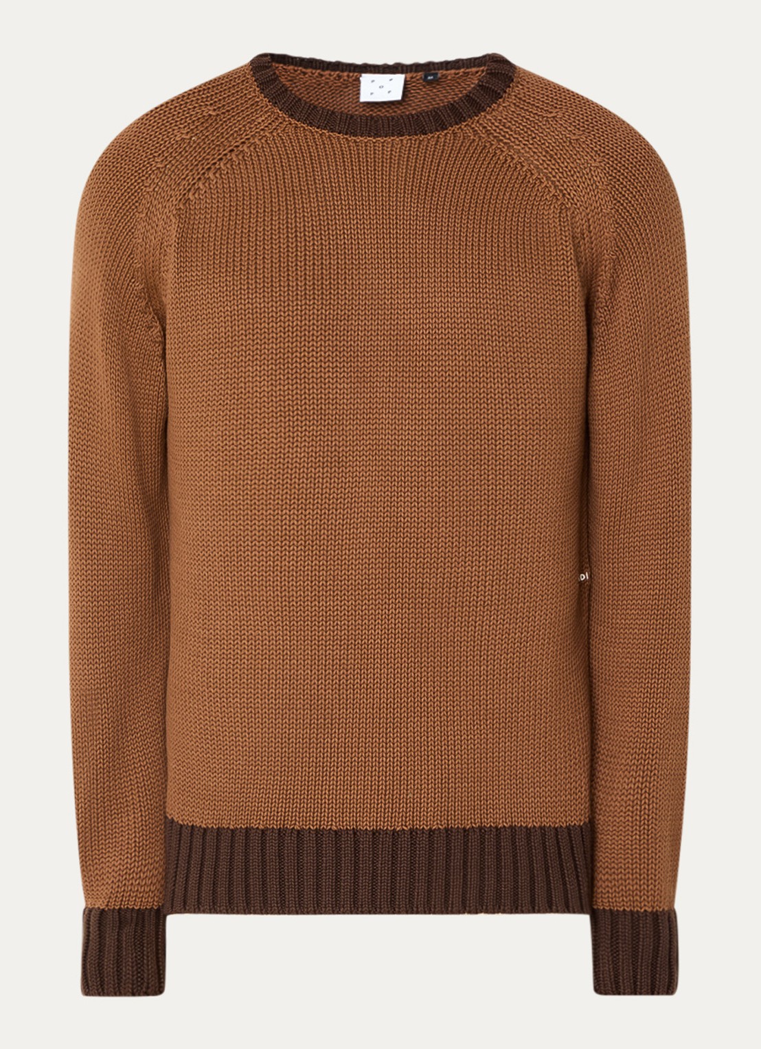 Pop Trading Company Grofgebreide pullover met backprint - voorkant 3 bruin