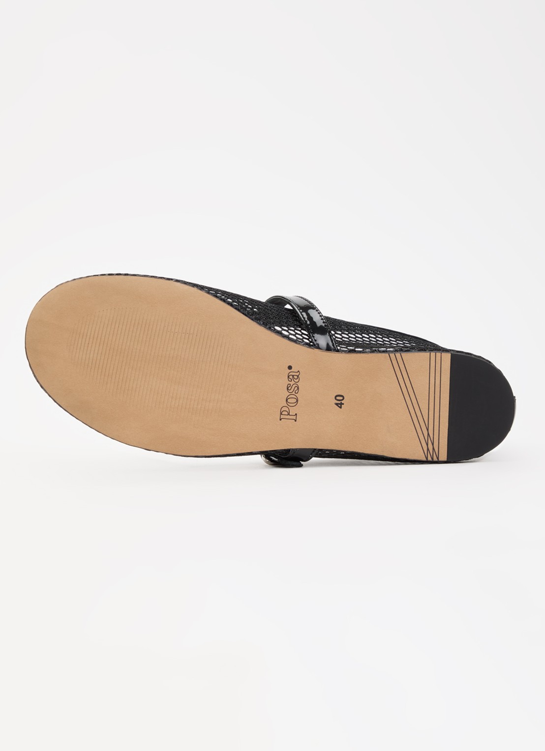 Posa Ballerina met leren details - detail 4 zwart