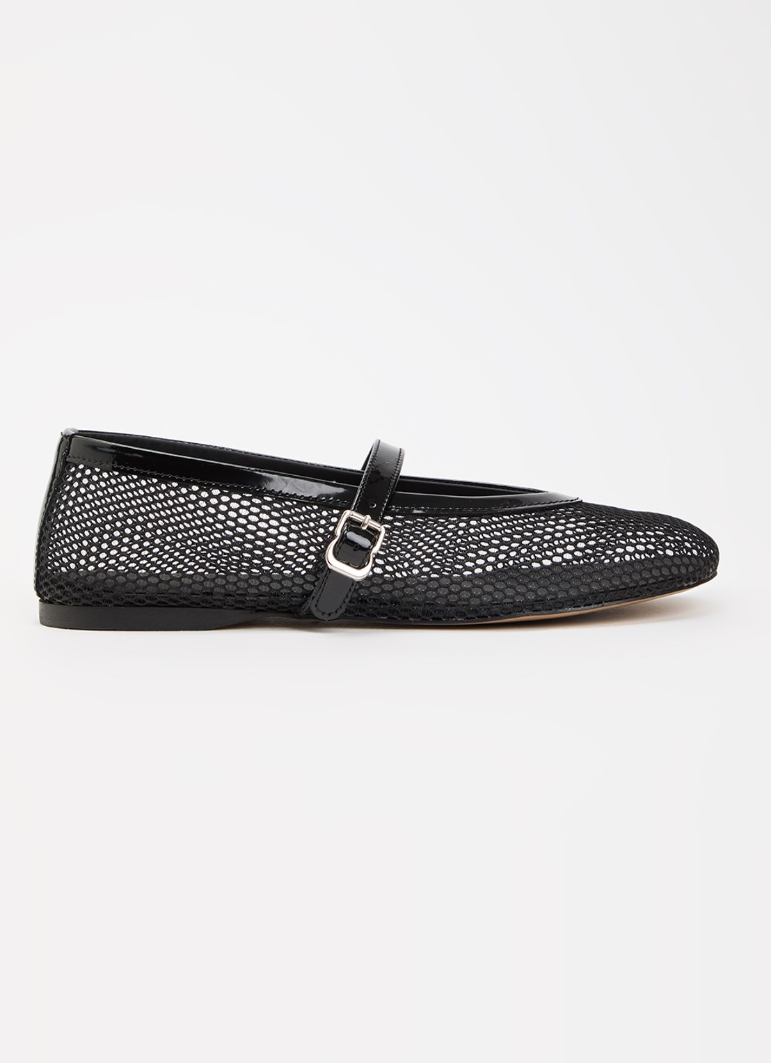 Posa Ballerina met leren details - voorkant zwart
