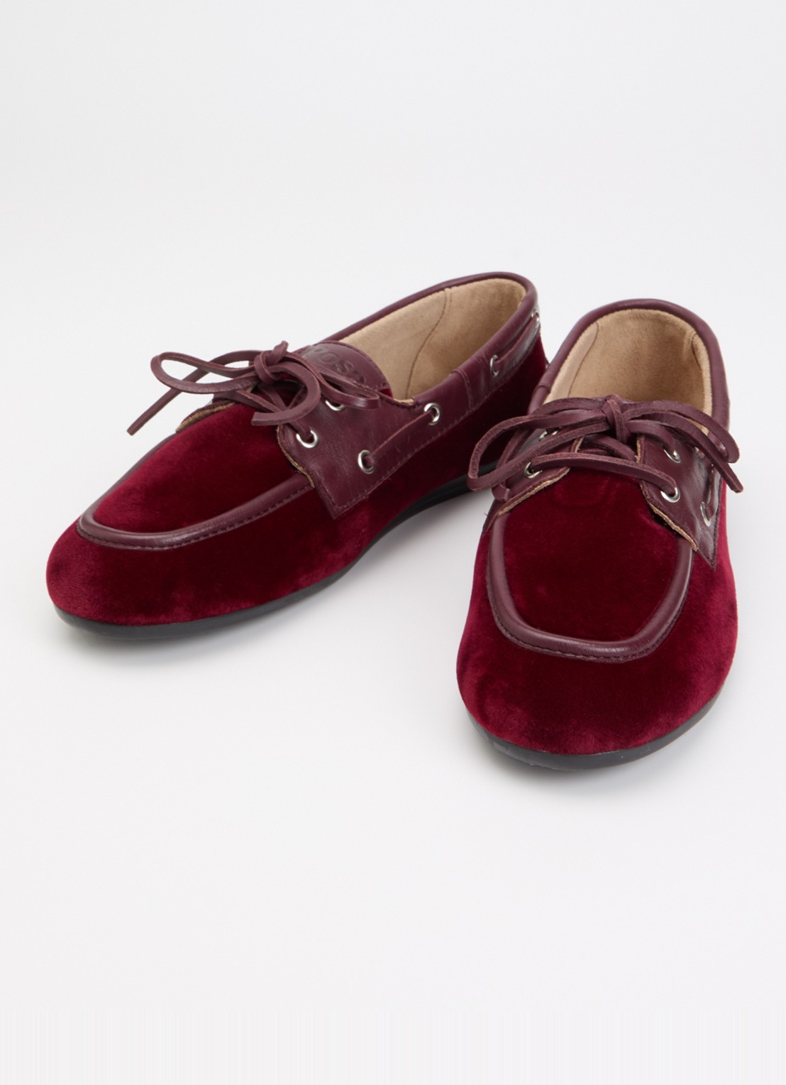 Posa Boat loafer van fluweel met details van leer - detail 3 bordeauxrood