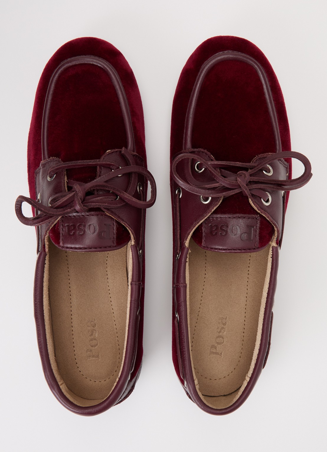 Posa Boat loafer van fluweel met details van leer - detail 4 bordeauxrood