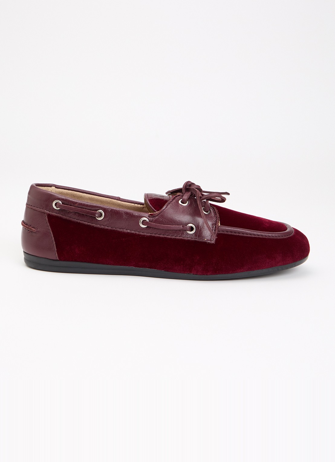 Posa Boat loafer van fluweel met details van leer - voorkant 2 bordeauxrood