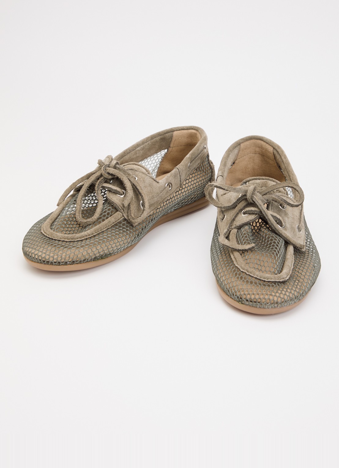 Posa Boat loafer van suède met details van mesh - detail 3 olijfgroen
