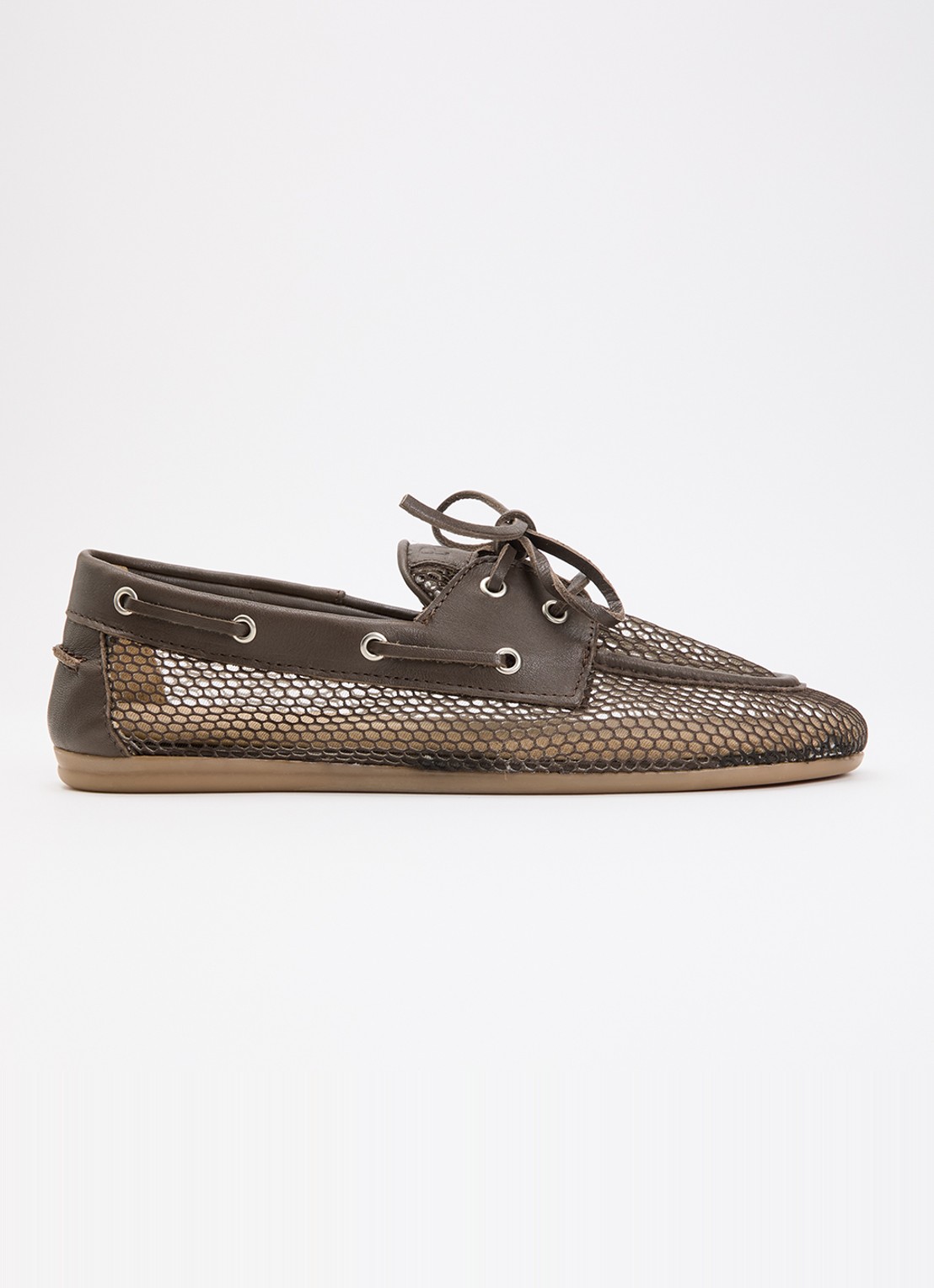Posa Bootschoen met leren details - voorkant donkerbruin