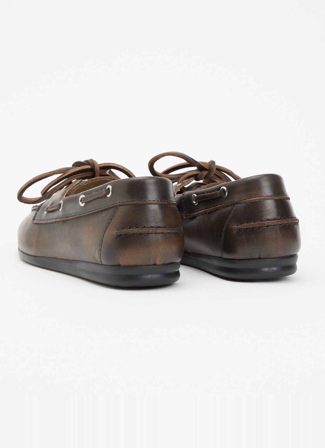 Posa Bootschoen van leer - achterkant 2 donkerbruin