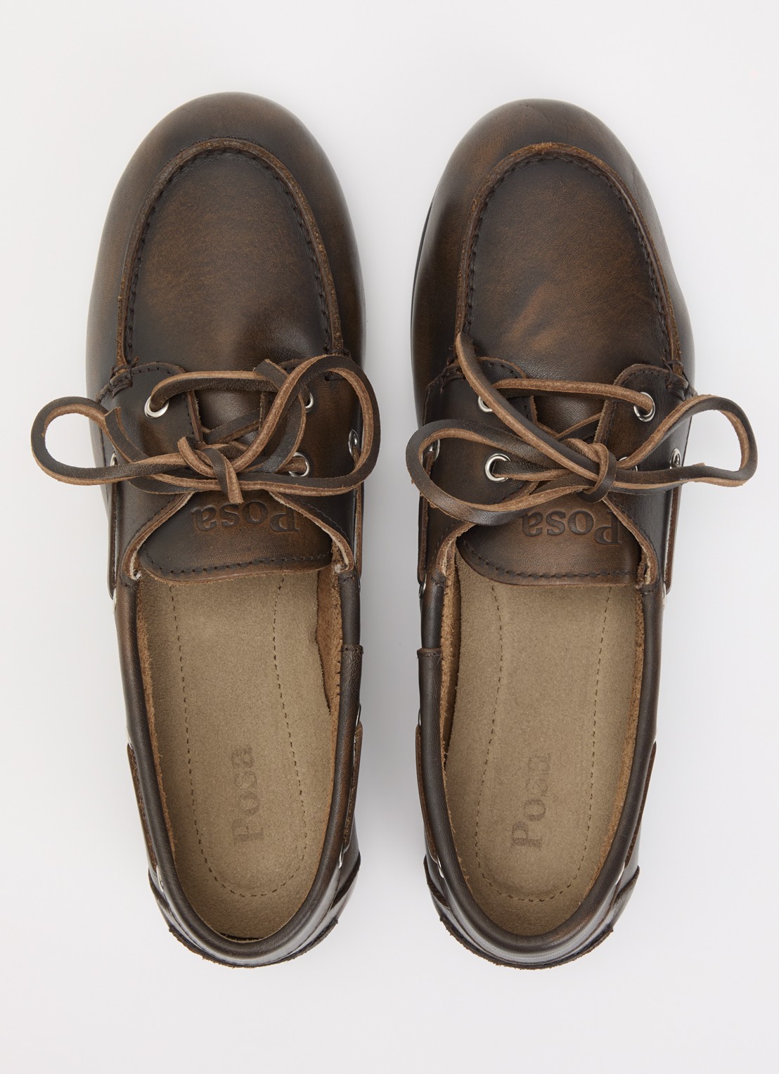 Posa Bootschoen van leer - detail 4 donkerbruin