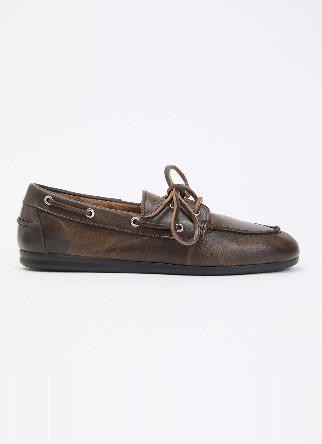 Posa Bootschoen van leer - voorkant donkerbruin