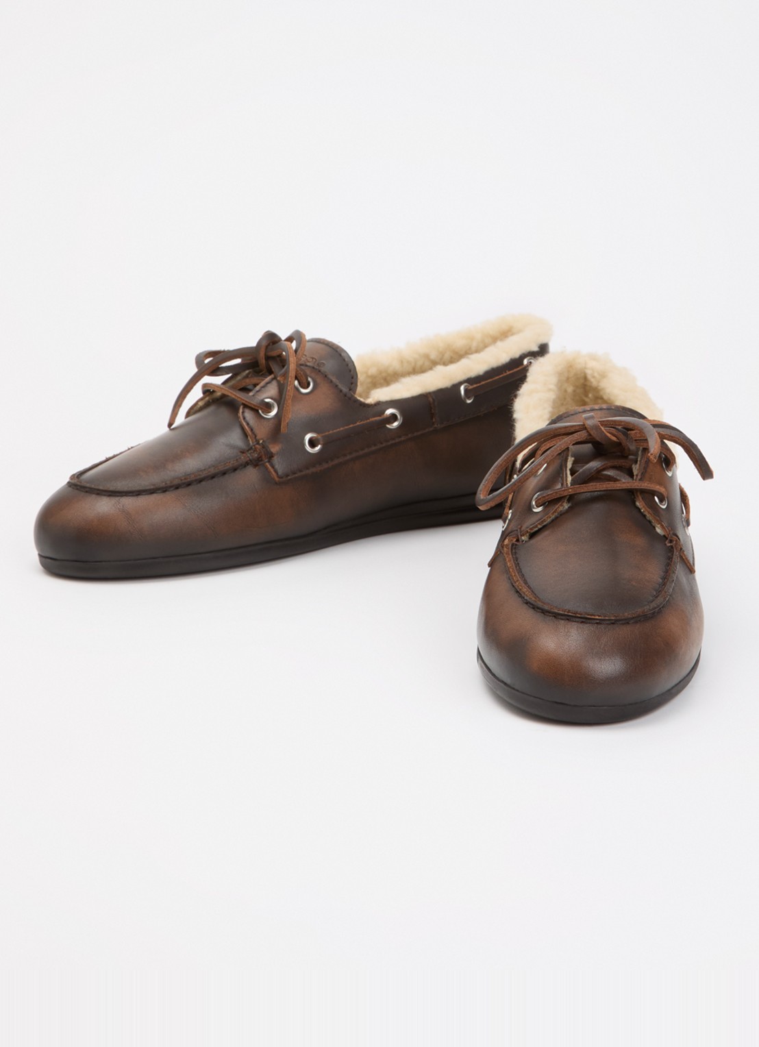 Posa Mocassin van leer met details van imitatiebont - detail 3 donkerbruin