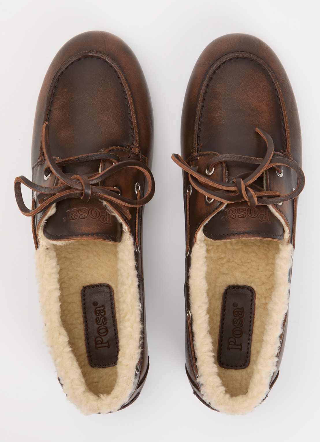 Posa Mocassin van leer met details van imitatiebont - detail 4 donkerbruin