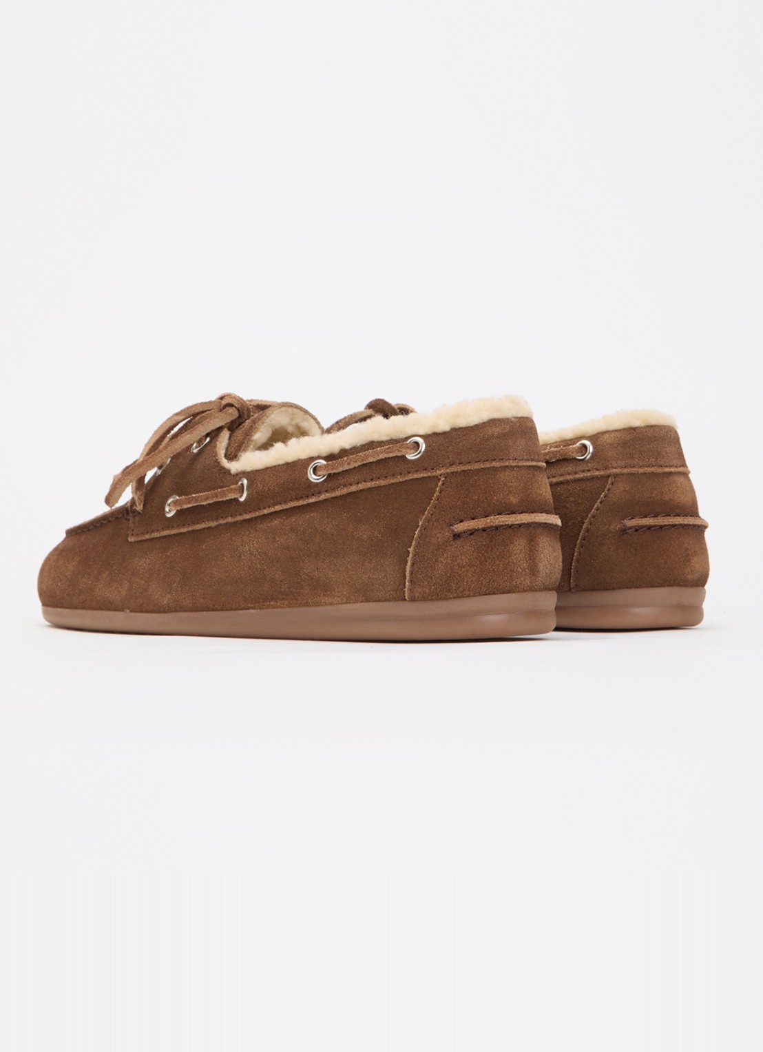 Posa Mocassin van suède met details van imitatiebont - achterkant 5 bruin
