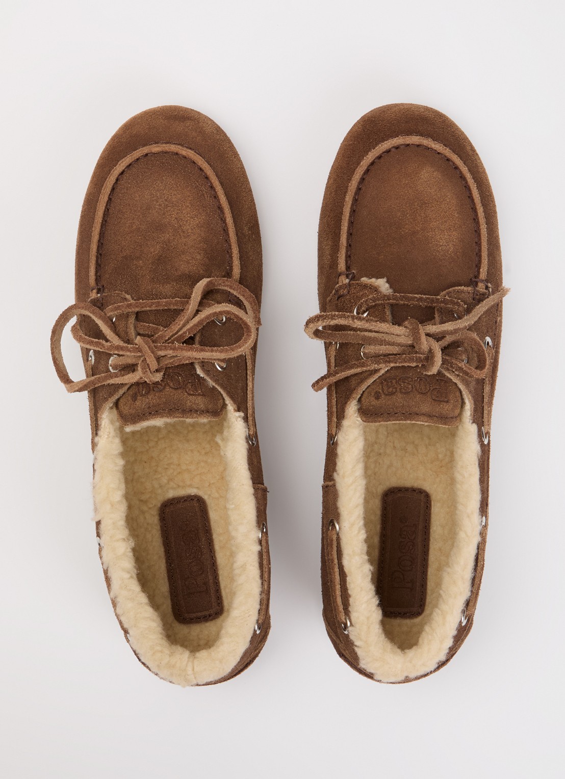 Posa Mocassin van suède met details van imitatiebont - detail 3 bruin