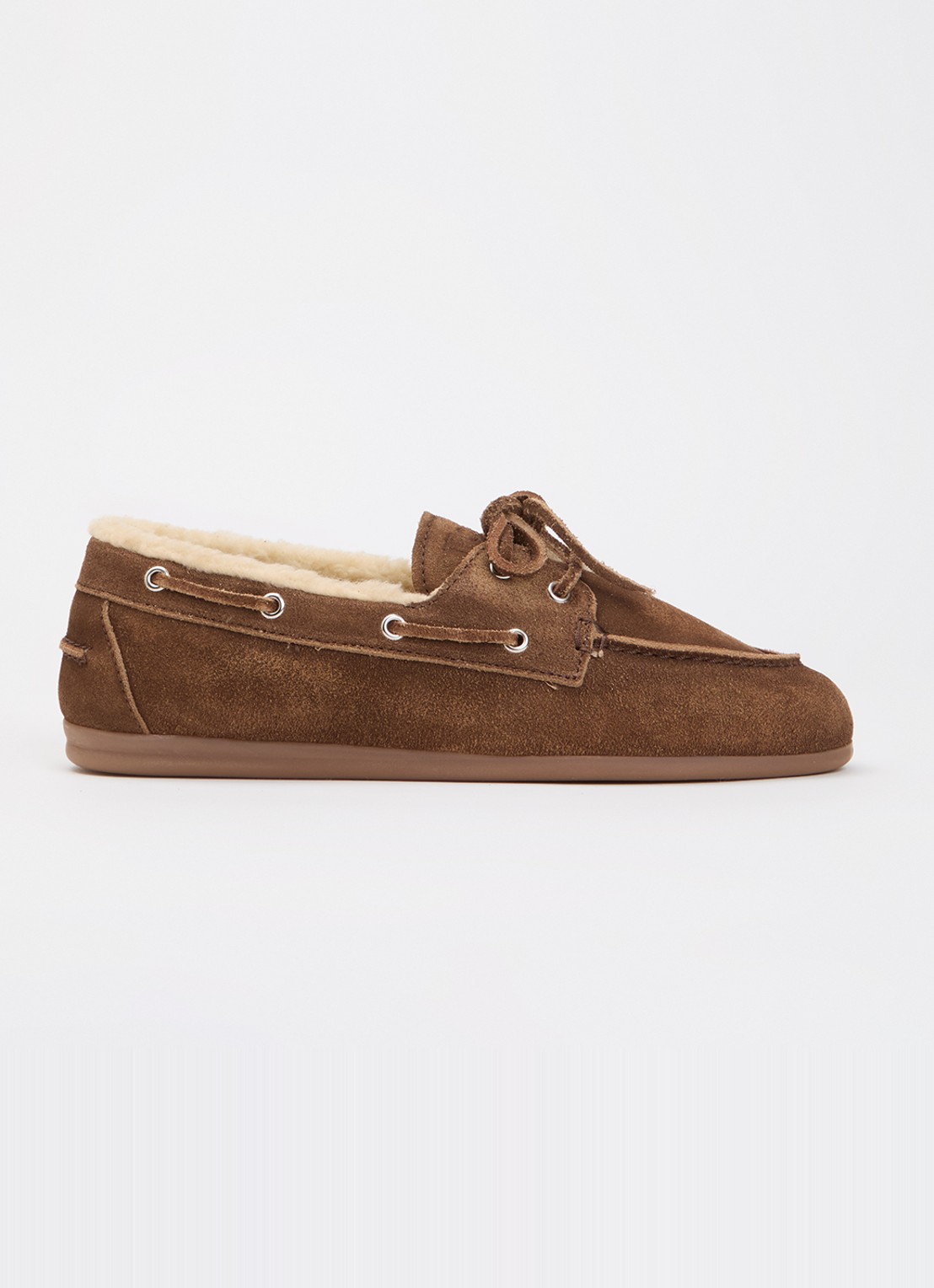 Posa Mocassin van suède met details van imitatiebont - voorkant bruin