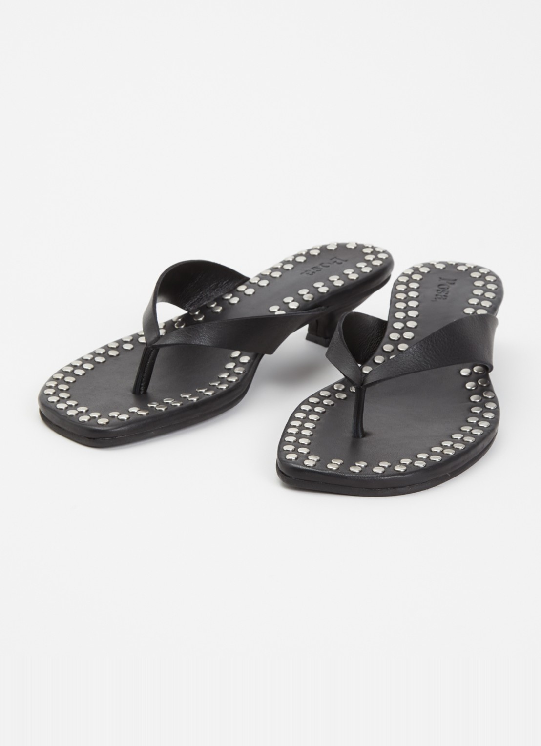 Posa Mosaic sandalette van leer met studs - detail 3 zwart