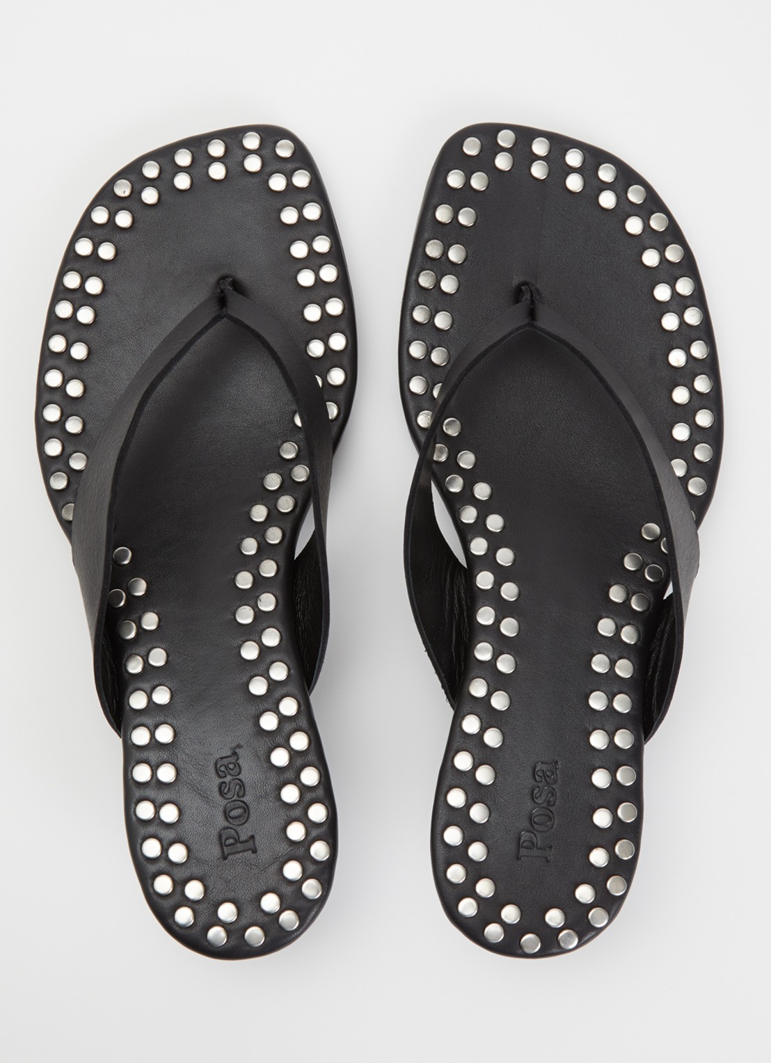 Posa Mosaic sandalette van leer met studs - detail 4 zwart