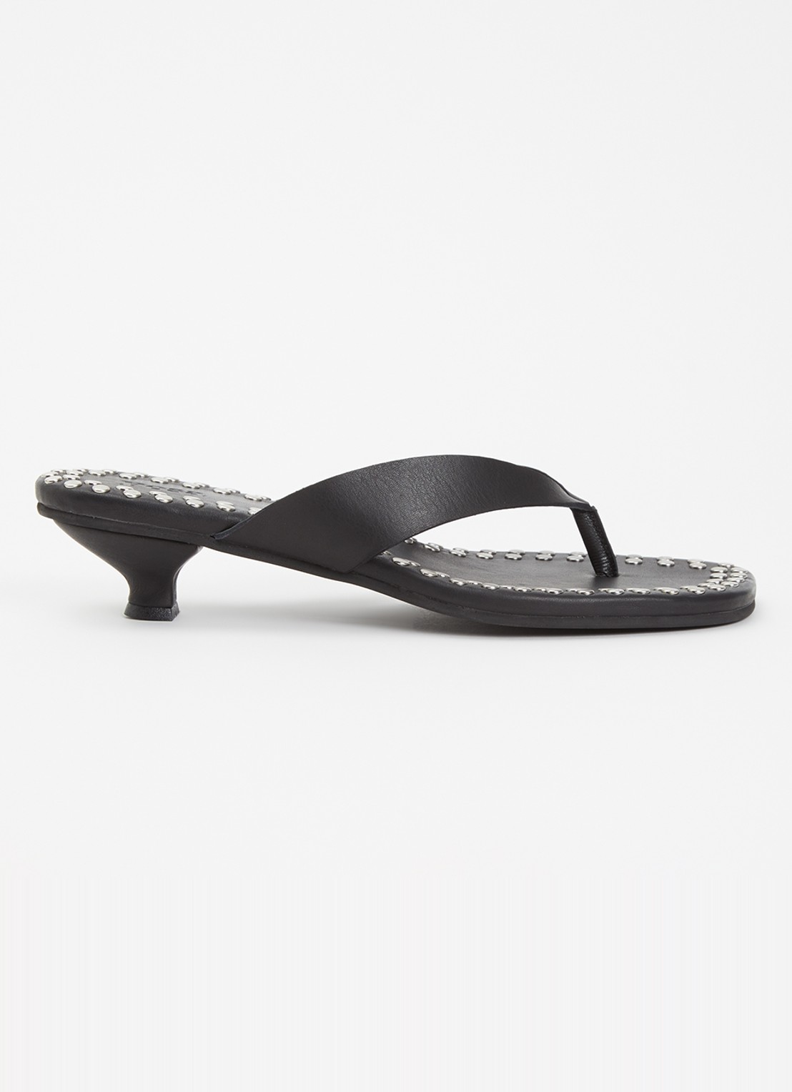 Posa Mosaic sandalette van leer met studs - voorkant zwart
