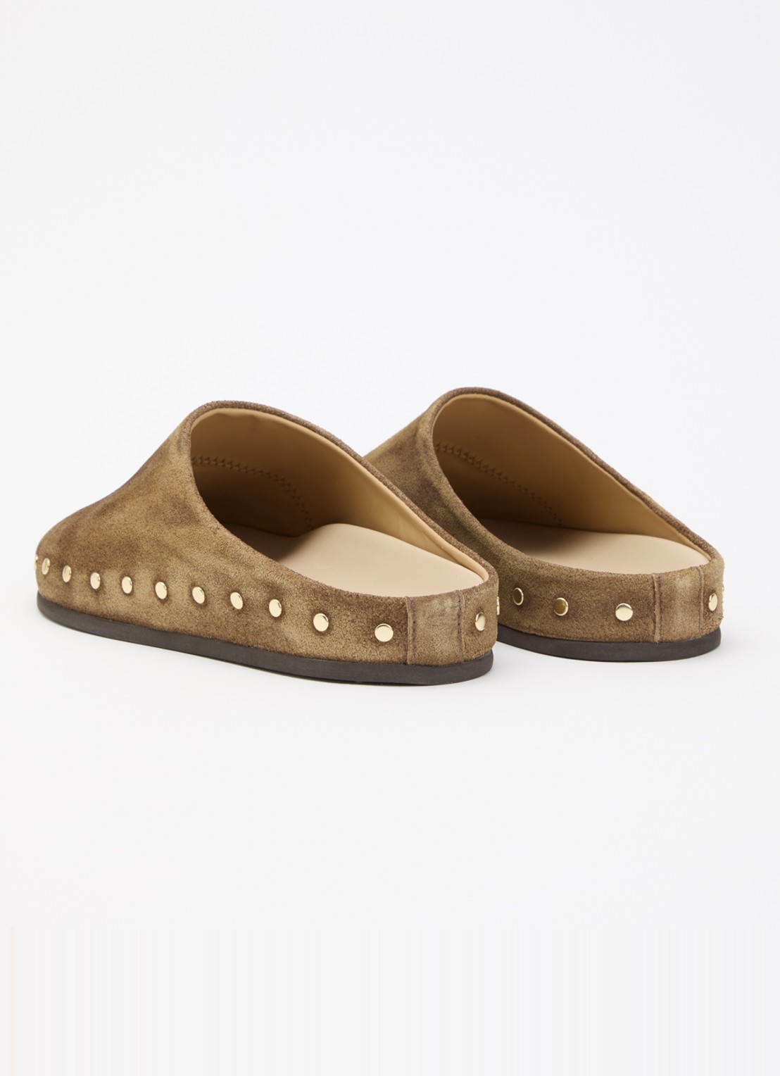 Posa Muiltje van suède met studs - achterkant 5 taupe