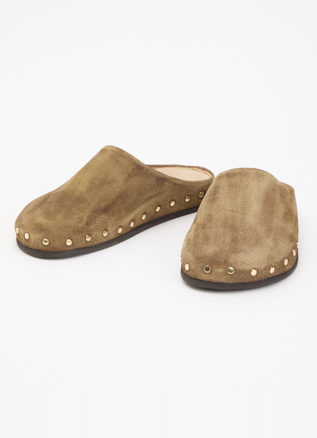 Posa Muiltje van suède met studs - detail 2 taupe