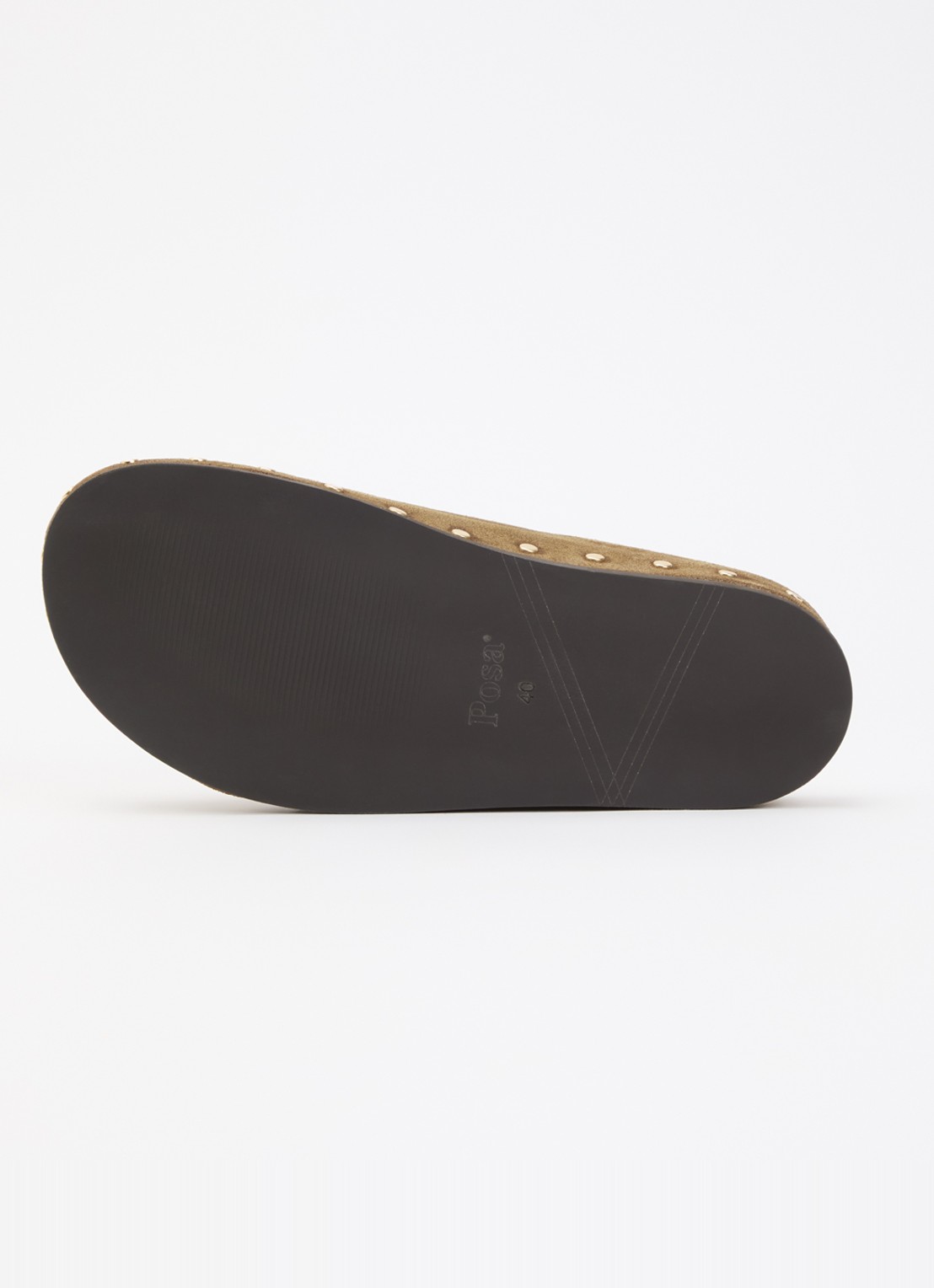 Posa Muiltje van suède met studs - detail 4 taupe
