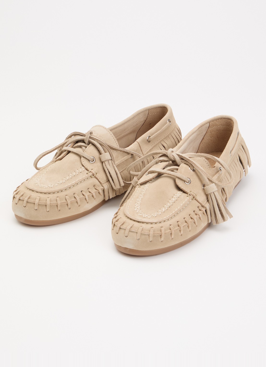 Posa Native bootschoen van suède met franjes - detail 3 beige