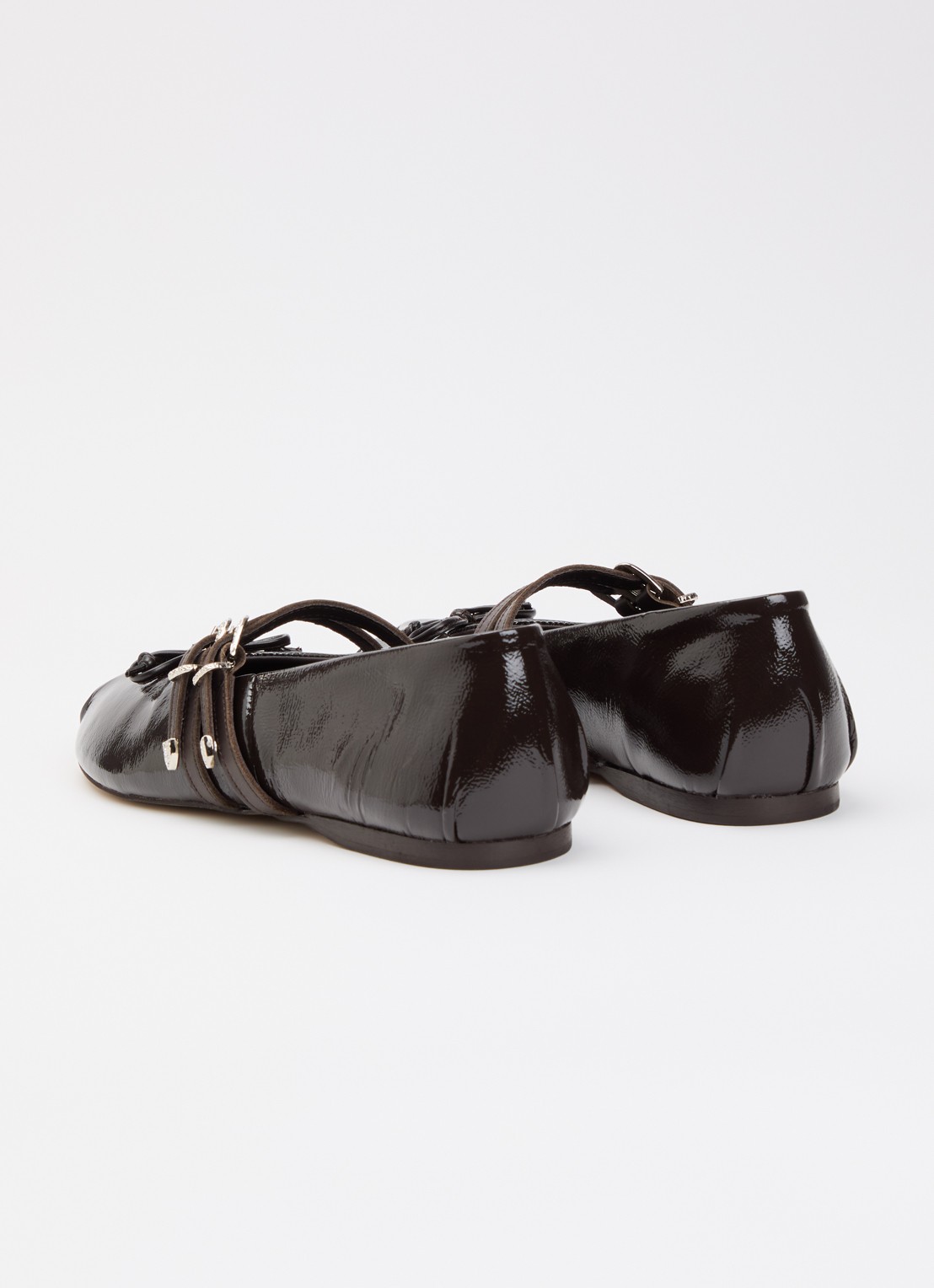 Posa Vita ballerina van leer met strikdetail  - achterkant donkerbruin