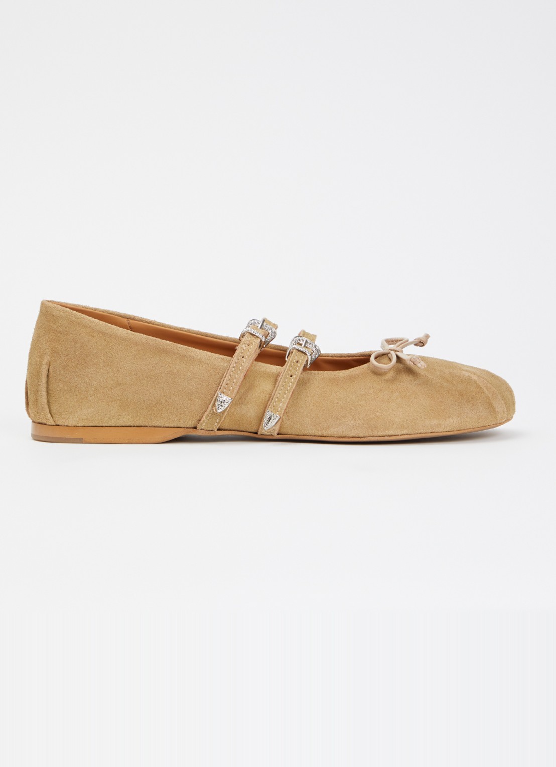 Posa Vita ballerina van suède - voorkant 5 khaki