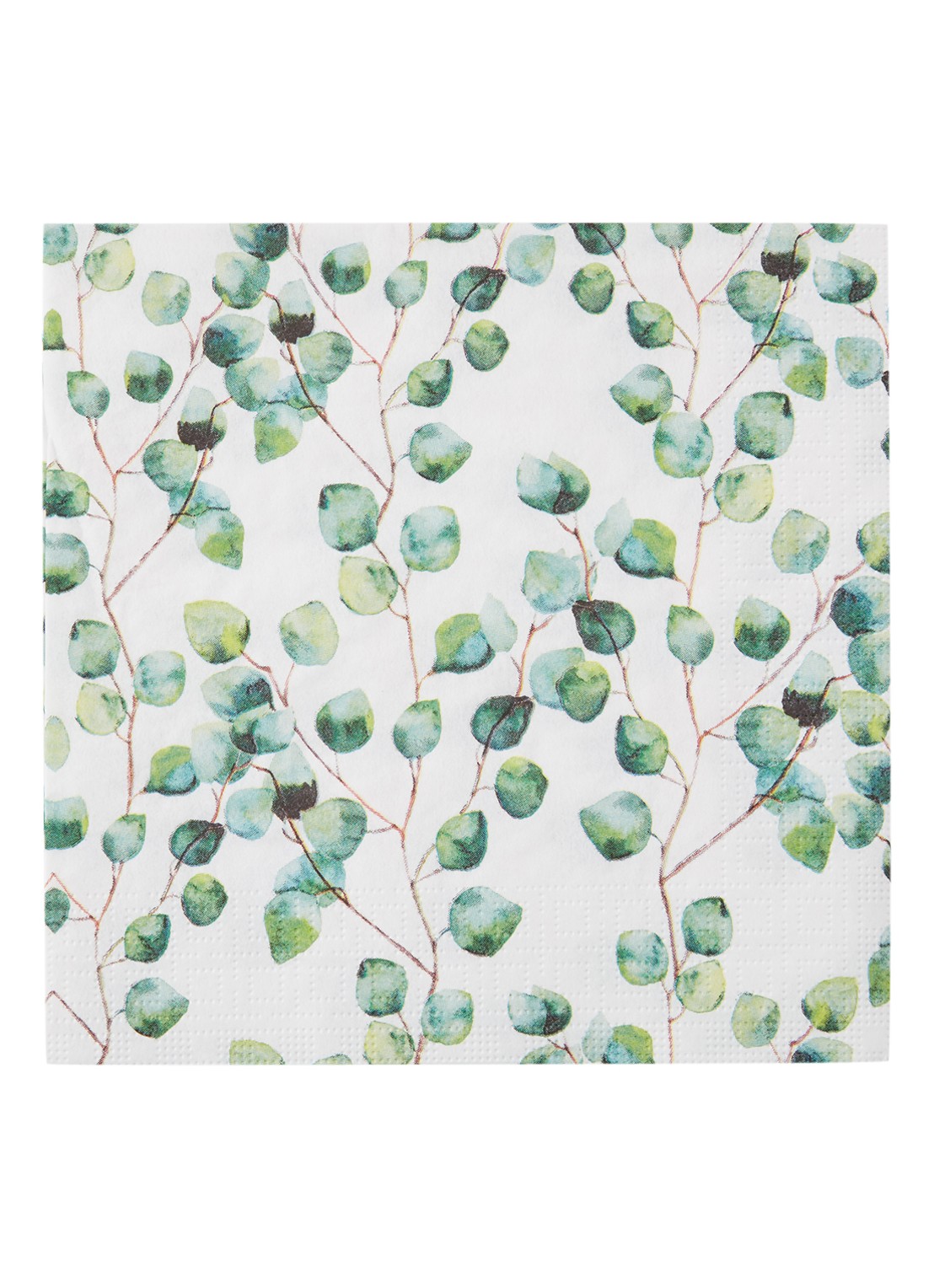 ppd Aquarell Leaves servetten 33 x 33 cm - voorkant wit