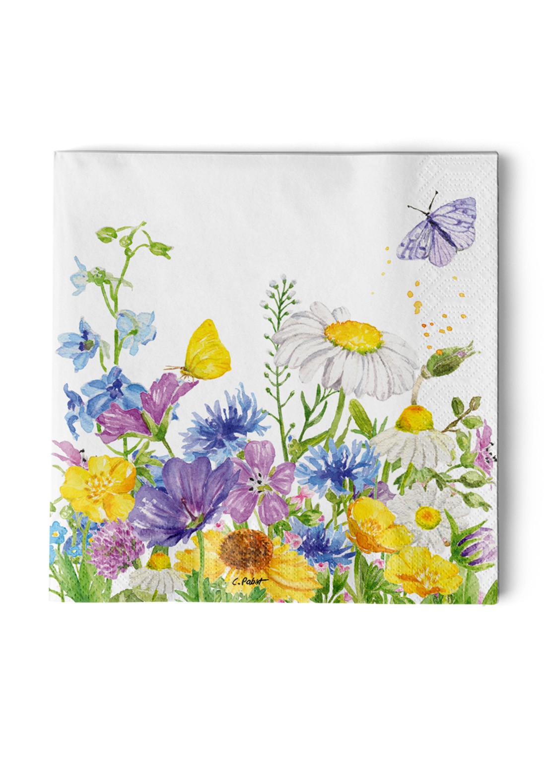 ppd Summer Flowers servetten 33 x 33 cm - voorkant geel