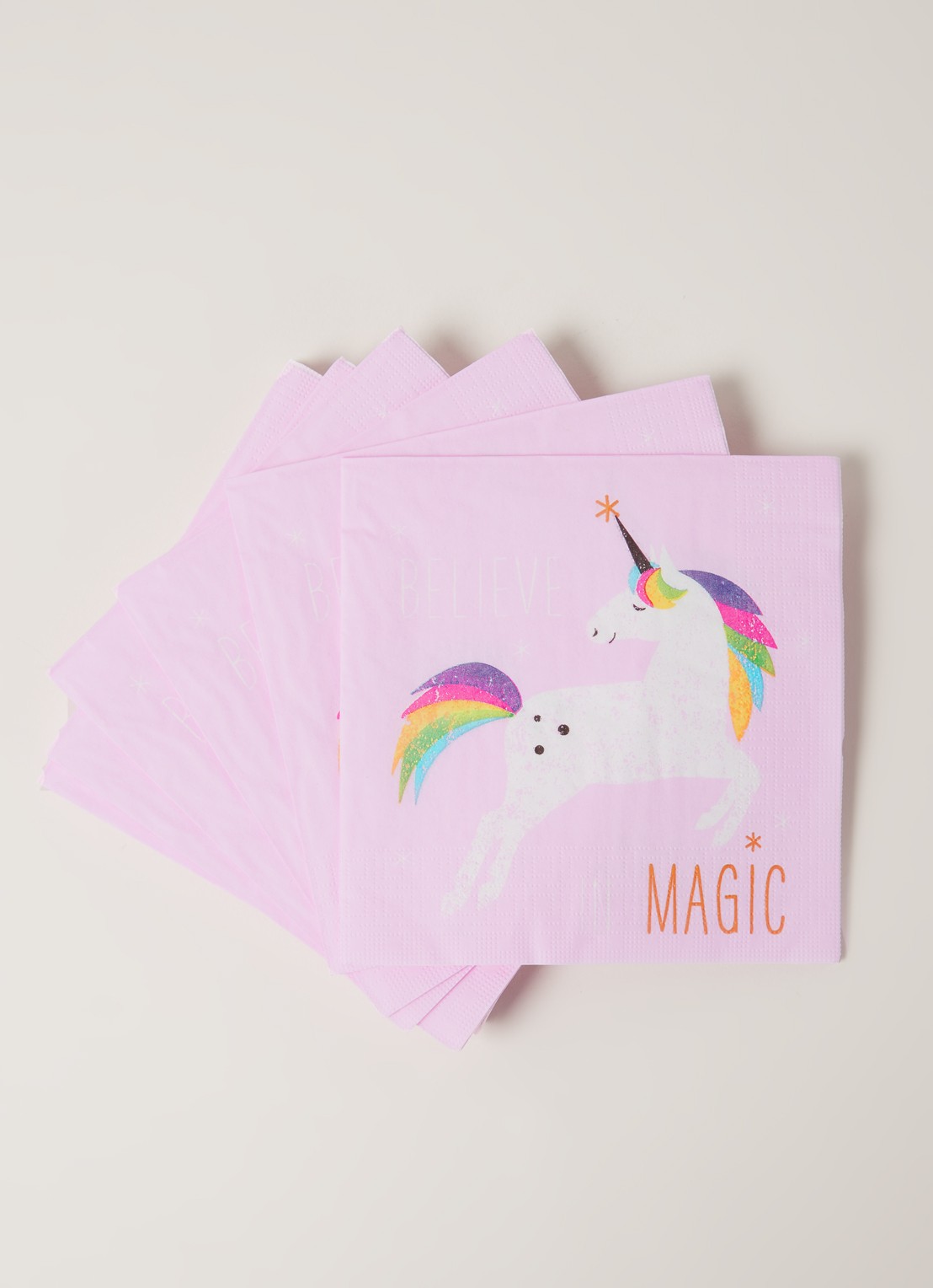 ppd Unicorn servetten 33 x 33 cm - voorkant 2 roze