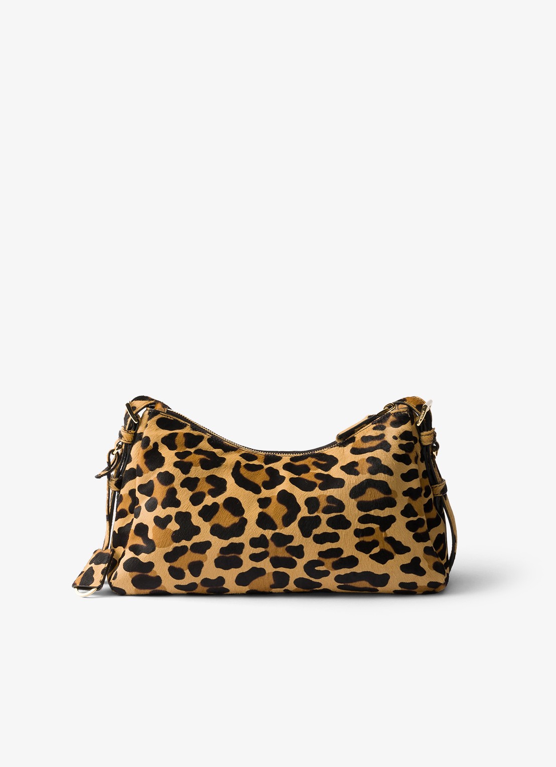 Prada Aimée Medium schoudertas van leer met panterprint - achterkant 3 camel