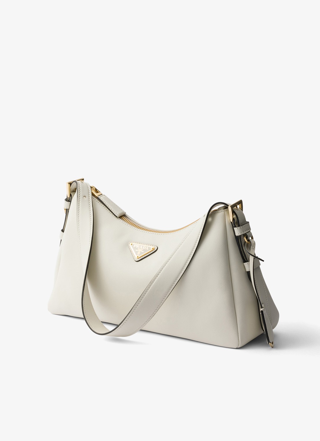 Prada Aimée Medium schoudertas van leer - detail gebroken wit