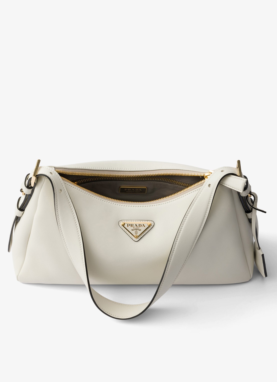 Prada Aimée Medium schoudertas van leer - detail 2 gebroken wit