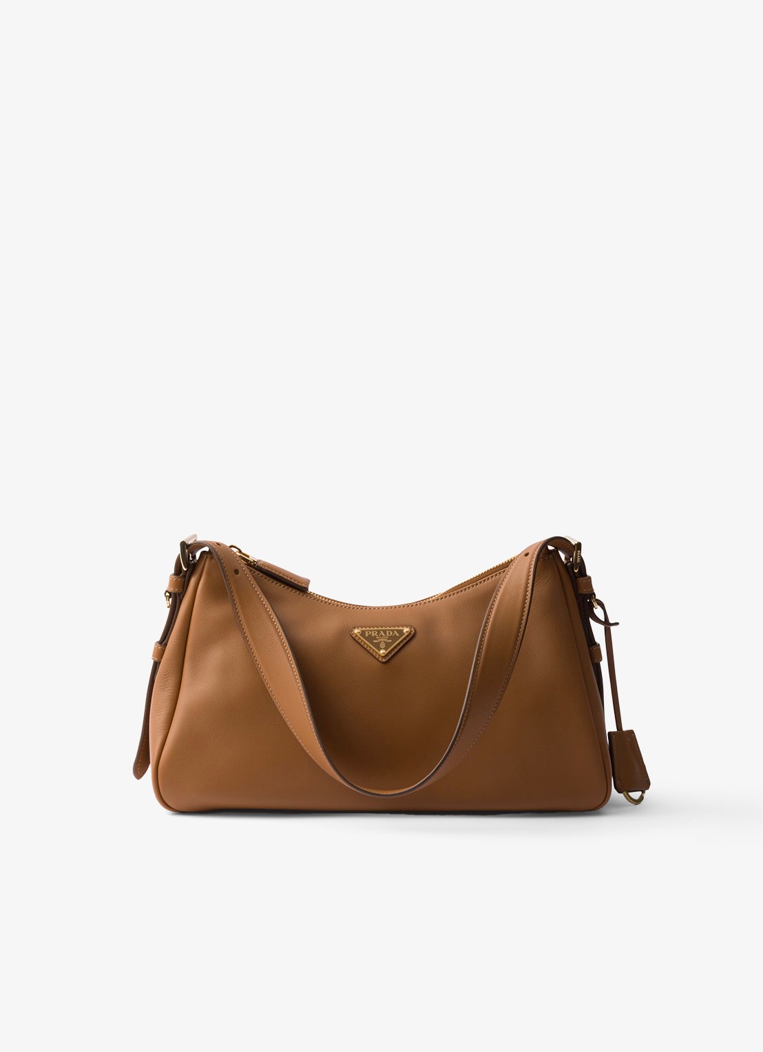 Prada Aimée Medium schoudertas van leer - voorkant 5 bruin