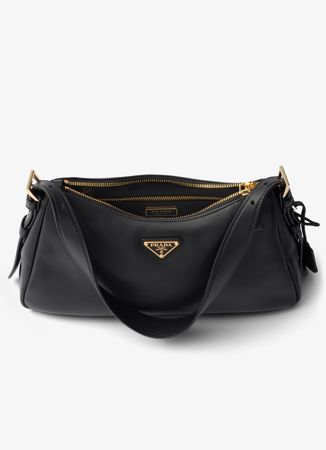 Prada Aimée Medium schoudertas van leer - detail 4 zwart