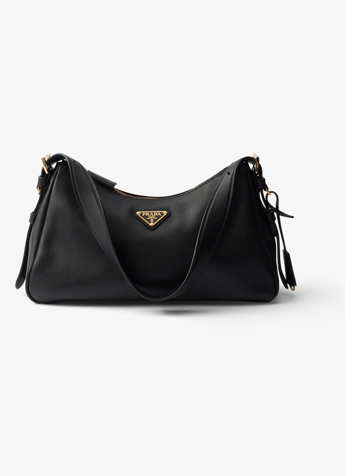 Prada Aimée Medium schoudertas van leer - voorkant zwart