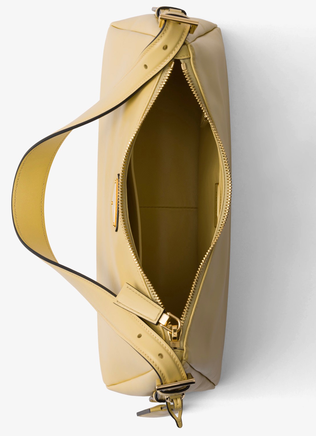 Prada Aimée Medium schoudertas van leer - detail 2 lichtgeel
