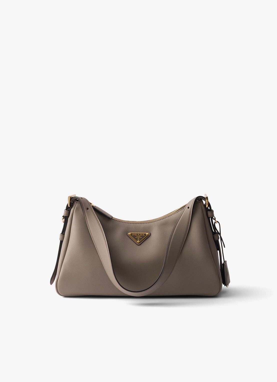 Prada Aimée Medium schoudertas van leer - voorkant 2 taupe