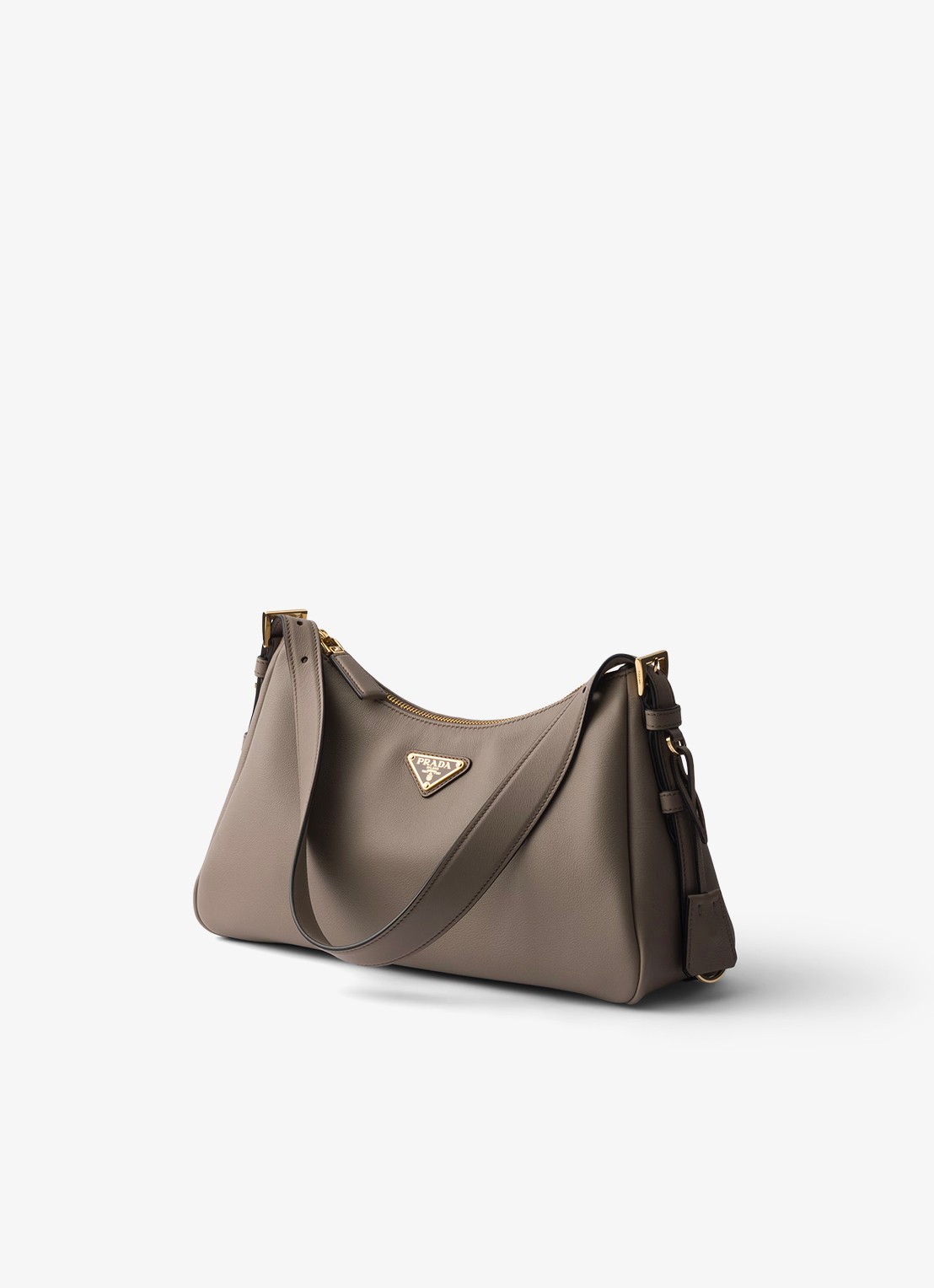 Prada Aimée Medium schoudertas van leer - voorkant 3 taupe
