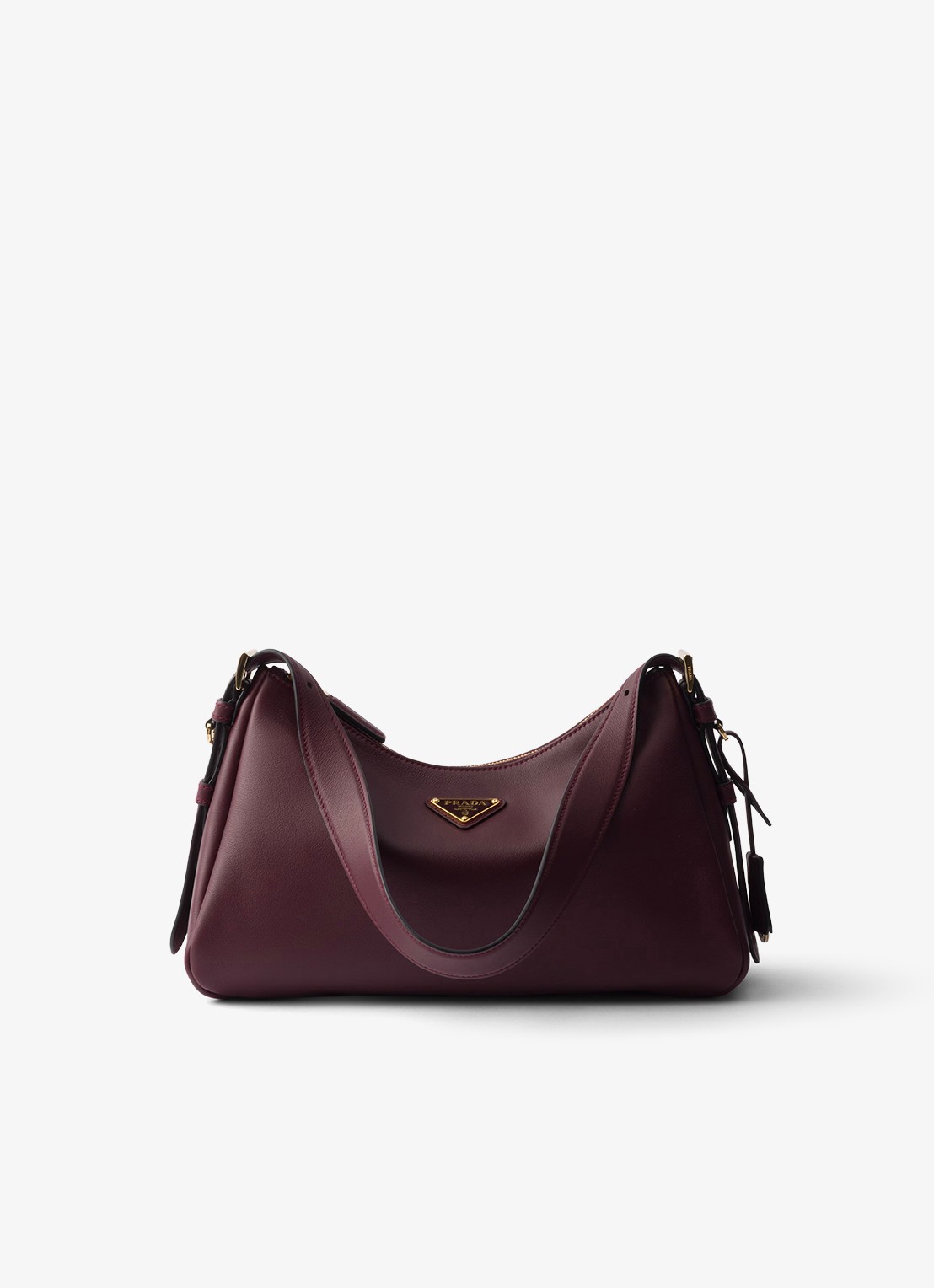 Prada Aimée Medium schoudertas van leer - voorkant bordeauxrood