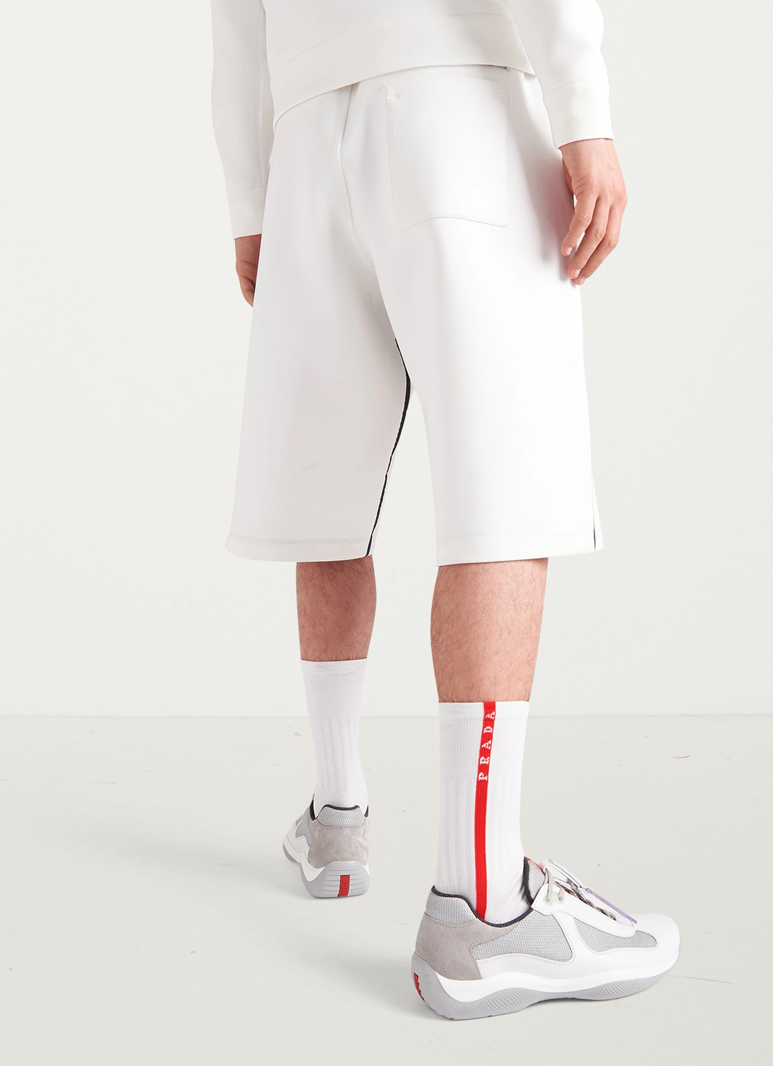 Prada America's Cup Original sneaker met leren details - achterkant wit