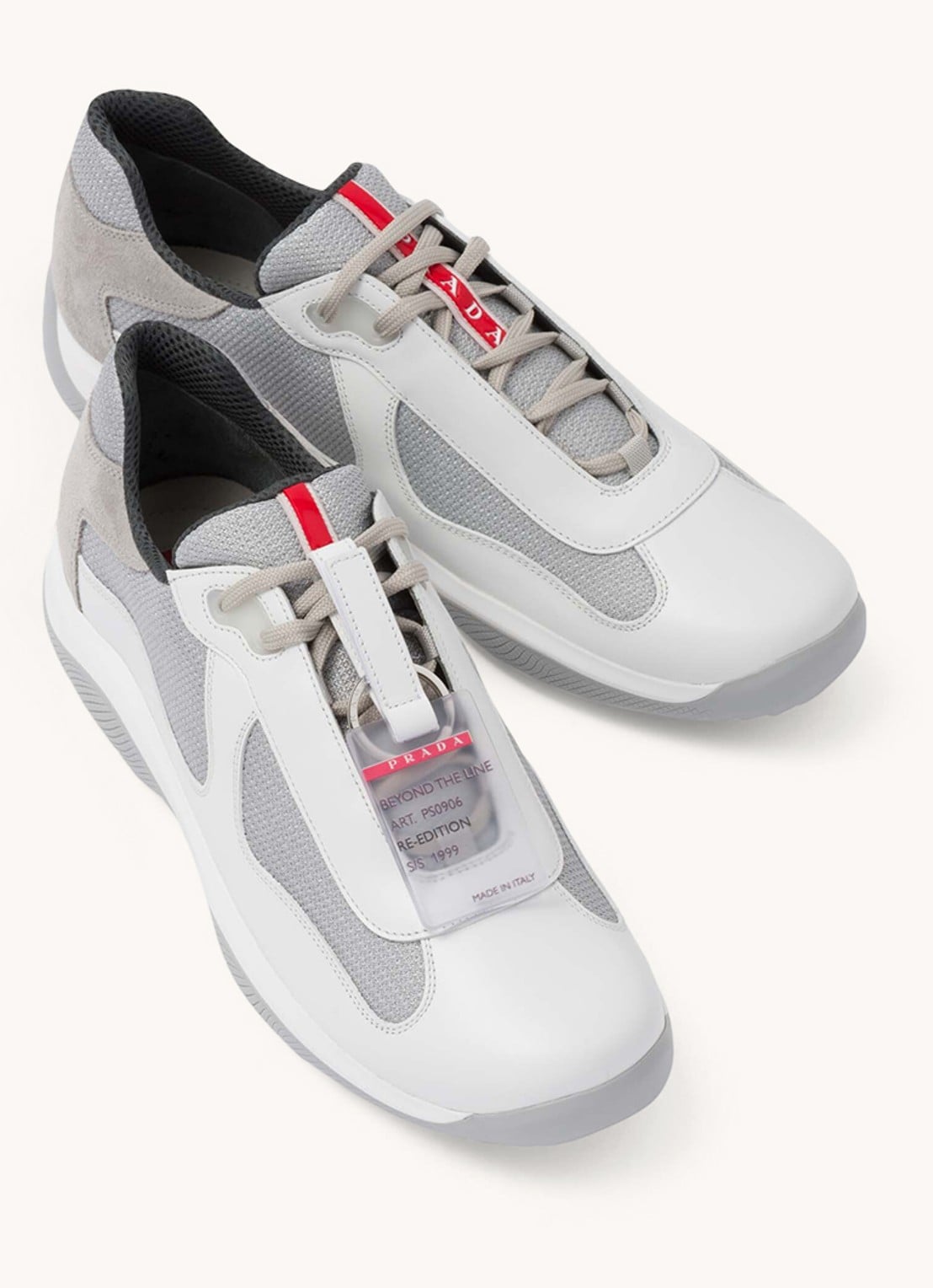 Prada America's Cup Original sneaker met leren details - detail 2 wit