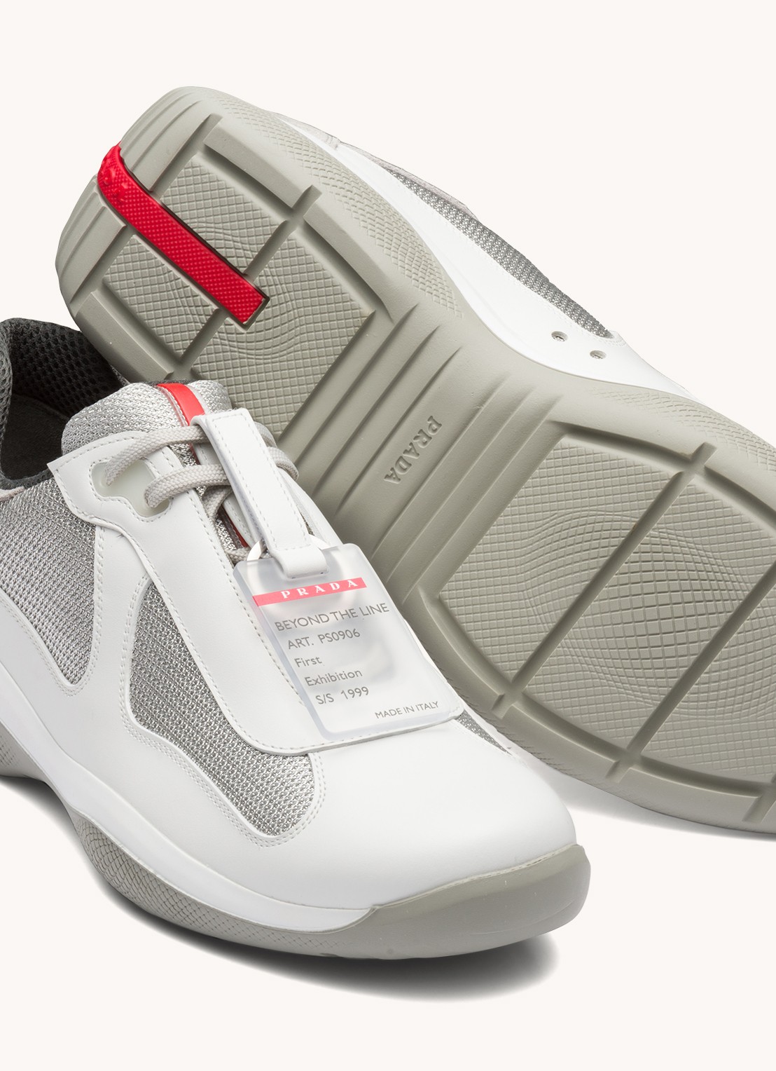 Prada America's Cup Original sneaker met leren details - detail 5 wit
