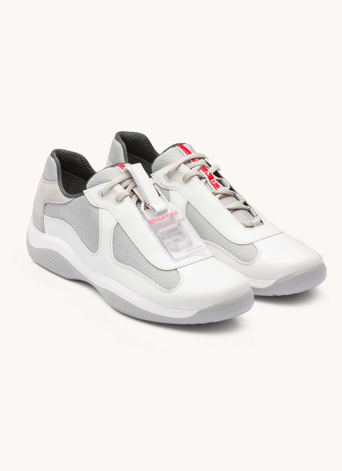 Prada America's Cup Original sneaker met leren details - voorkant 7 wit